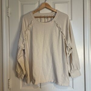 Wonderly Off-White Ruffle Sweatshirt